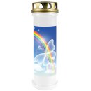 Grabkerze Weiß 100h (Deckel Gold) - Regenbogen 2