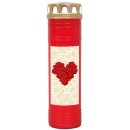 Grabkerze Rot 170h (Deckel Gold) - Rose Herz