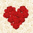 Grabkerze Rot 170h (Deckel Gold) - Rose Herz
