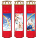 Grabkerze Rot 170h (Deckel Gold) - Regenbogen