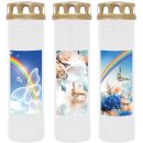 Grabkerze Weiß 170h (Deckel Gold) - Regenbogen 2