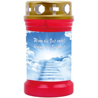 Grabkerze Rot 40h (Deckel Gold) - Treppe