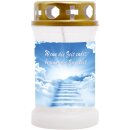 Grabkerze Weiß 40h (Deckel Gold) - Treppe