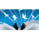 Grabkerze Weiß 48h (Deckel Gold) - Tauben