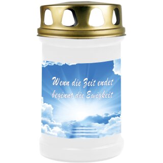 Grabkerze Weiß 48h (Deckel Gold) - Treppe