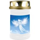 Grabkerze Weiß 48h (Deckel Gold) - Engel