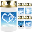 Grabkerze Weiß 48h (Deckel Gold) - Engel