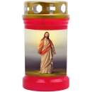 Grabkerze Rot 40h (Deckel Gold) - Jesus