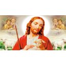 Grabkerze Rot 40h (Deckel Gold) - Jesus mit Lamm