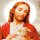 Grabkerze Rot 40h (Deckel Gold) - Jesus mit Lamm