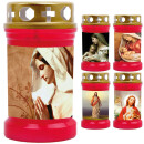 Grabkerze Rot 40h (Deckel Gold) - Maria