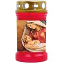 Grabkerze Rot 40h (Deckel Gold) - Maria mit Kind