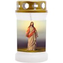 Grabkerze Weiß 40h (Deckel Gold) - Jesus