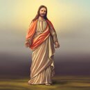 Grabkerze Weiß 40h (Deckel Gold) - Jesus