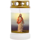 Grabkerze Weiß 40h (Deckel Gold) - Jesus