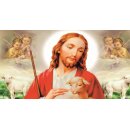 Grabkerze Weiß 40h (Deckel Gold) - Jesus mit Lamm