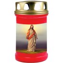 Grabkerze Rot 48h (Deckel Gold) - Jesus