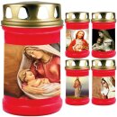 Grabkerze Rot 48h (Deckel Gold) - Jesus