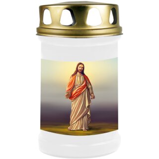 Grabkerze mit Portrait Motiv 48h Jesus