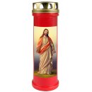 Grabkerze Rot 100h (Deckel Gold) - Jesus