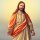 Grabkerze Rot 100h (Deckel Gold) - Jesus