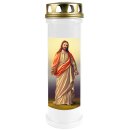 Grabkerze Weiß 100h (Deckel Gold) - Jesus