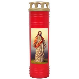 Grabkerze Rot 170h (Deckel Gold) - Jesus