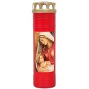 Grabkerze Rot 170h (Deckel Gold) - Maria mit Kind