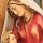Grabkerze Rot 170h (Deckel Gold) - Maria mit Kind
