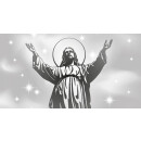 Grabkerze Weiß 48h (Deckel Gold) - Jesus