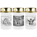 Grabkerze Weiß 48h (Deckel Gold) - Jesus