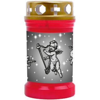 Grabkerze Rot 40h (Deckel Gold) - Engel