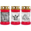 Grabkerze Rot 40h (Deckel Gold) - Engel