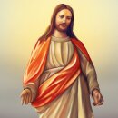 Grabkerze Weiß 170h (Deckel Gold) - Jesus