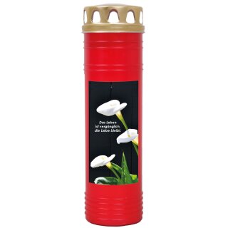 Grabkerze Rot 170h (Deckel Gold) - Calla 2