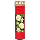 Grabkerze Rot 170h (Deckel Gold) - Rose