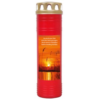 Grabkerze Rot 170h (Deckel Gold) - Ufer