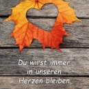 Grabkerze Rot 170h (Deckel Gold) - Laub Herz