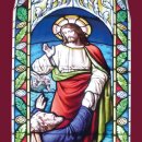 Grabkerze Rot 170h (Deckel Gold) - Fenster Rot