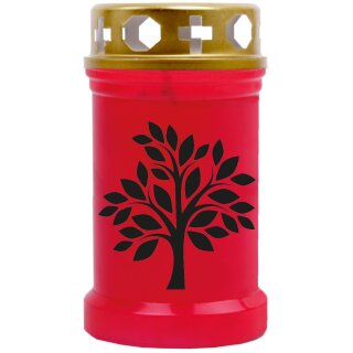 Grabkerze Rot 40h (Deckel Gold) - Baum