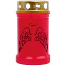 Grabkerze Rot 40h (Deckel Gold) - Engelsflügel