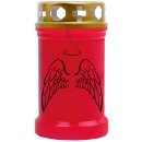 Grabkerze Rot 40h (Deckel Gold) - Engelsflügel
