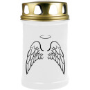 Grabkerze Weiß 48h (Deckel Gold) - Engelsflügel