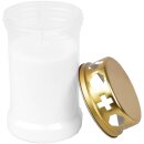 Grabkerze Weiß 40h (Deckel Gold) - Engel