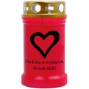 Grabkerze Rot 40h (Deckel Gold) - Herz