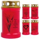Grabkerze Rot 40h (Deckel Gold) - Herz