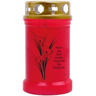 Grabkerze Rot 40h (Deckel Gold) - Calla