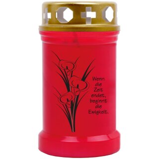 Grabkerze Rot 40h (Deckel Gold) - Calla
