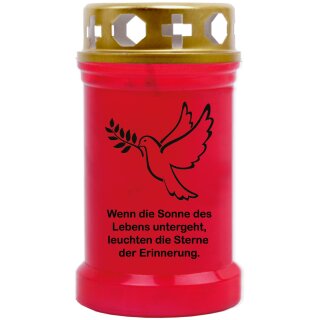 Grabkerze Rot 40h (Deckel Gold) - Taube