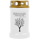 Grabkerze Weiß 40h (Deckel Gold) - Baum